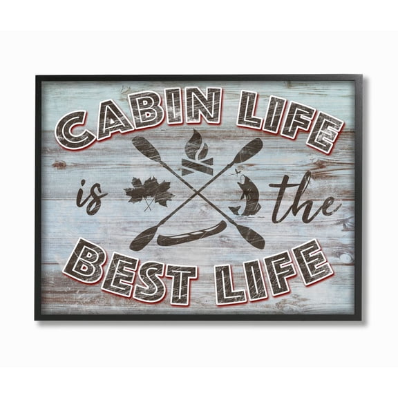 Stupell Industries Cabin Life Country Home Wood Textured Word Design Framed Giclee Texturized Art by Marcus Prime