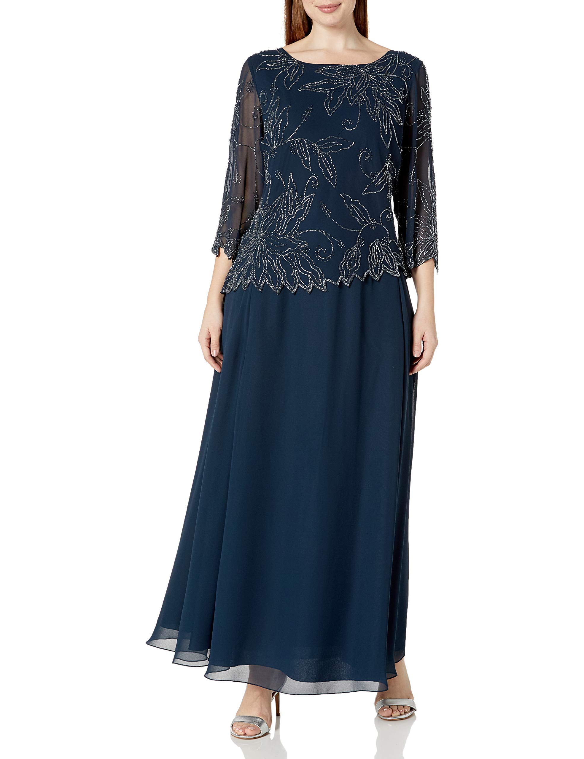 J Kara Womens Dress Petite Sheer Sleeve 