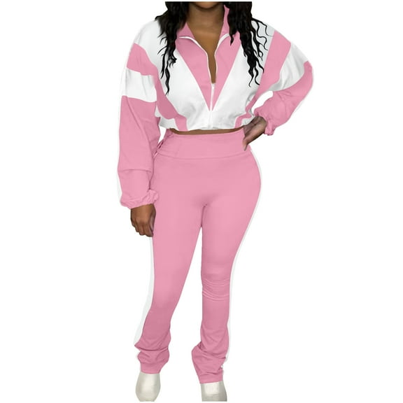 Oplxuo Lounge Sets for Women 2025 Fashion Sweatsuit 2 Piece Outfits Sweatshirt Slim Fit Sweatpant Tracksuit Matching Set