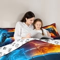 thumbnail image 5 of Blue Red Gamer Comforter Set,Honeycomb Gaming Comforter for Lightning Gamepad Bedding Set Game Room Decor Duvet Set Room Decor Quilt Set Bedding Collection, 5 of 7