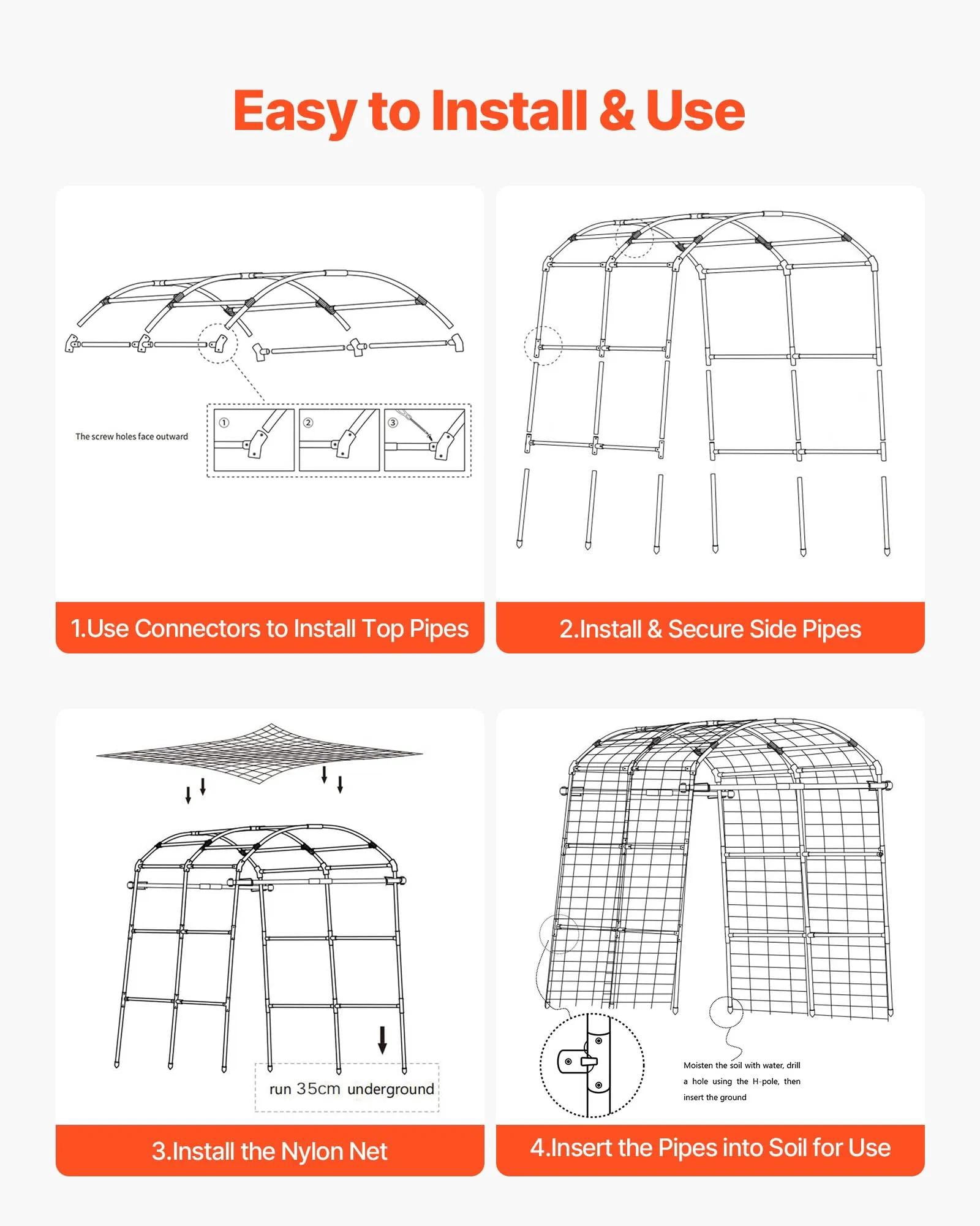 Cucumber Trellis, U-Shape Garden Trellises for Raised Bed, Metal Arch Plant Support for Vine, Climbing Plants Outdoor, Peas, Beans, Zucchini, Tomato, Squash, Flower