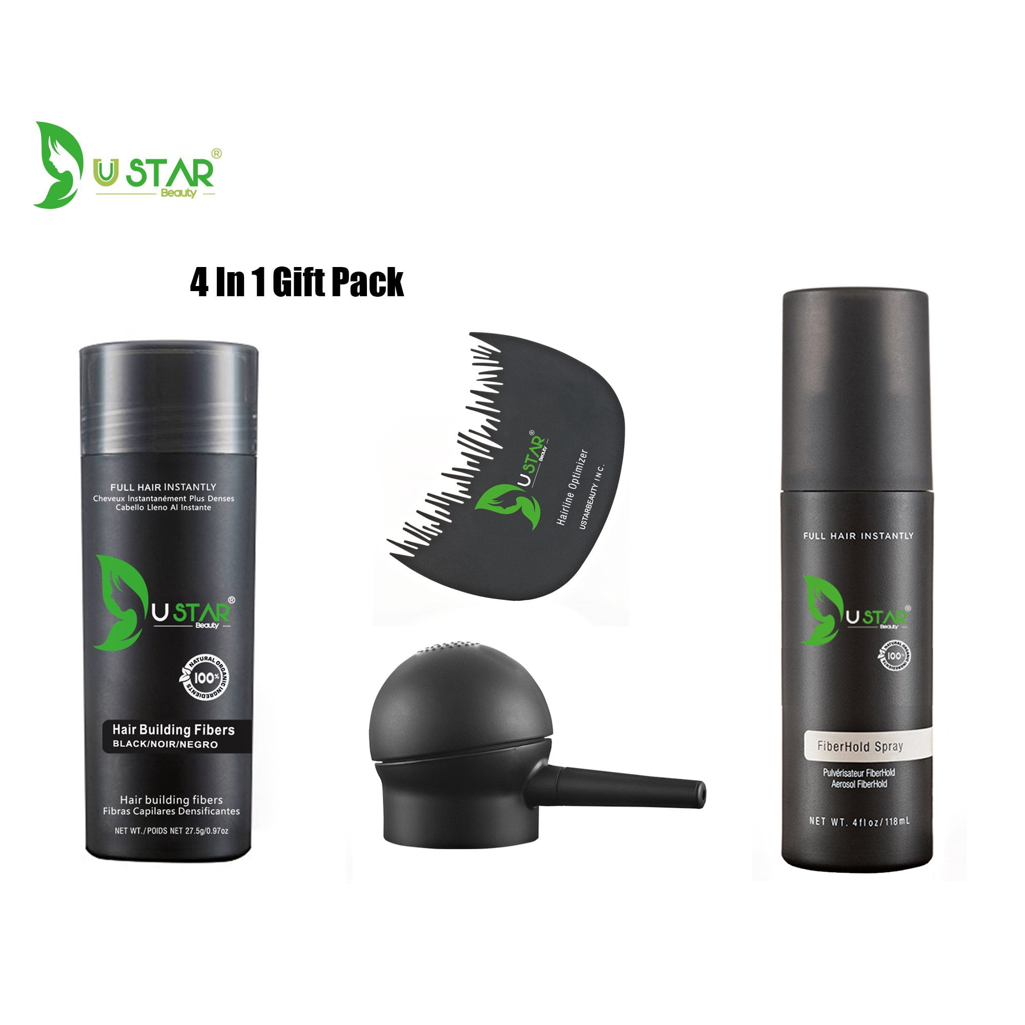 Ustar Hair Building Fibers 97oz 27 5g 4 In 1 Gift Pack Light