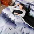 thumbnail image 4 of Manfei Woodland Pine Tree Bedding Comforter Set 7pcs for Men, Nature Landscape King Bedding Sets, Purple Rustic Farmhouse Reversible Bed Sheets, Microfiber Bedroom Decor, 4 of 7