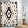 thumbnail image 4 of Shower Curtains for Bathroom, Boho Black Brown Waterproof Fabric Shower Curtain, Retro Geometric Southwestern Ethnic Decorative Bathroom Curtain for Bathtub, 66"x72", No Hooks Included, 4 of 9