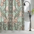 thumbnail image 2 of Stained Glass Standard Shower Curtain Set, Waterproof Shower Curtains for Bathroom, Vintage Colorful Flower Animal Textured Washable Fabric Bath Curtain for Bathtub Decoration with Hooks 72x72 Inches, 2 of 9
