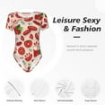 thumbnail image 5 of Yiaed Tomatoes Print Women's Waist-Cinching Short-Sleeved Onesie,Elastic Onesiet,Snaps At Bottom,Easy To Put On And Take Off for Wome Bodysuit -X-Large, 5 of 8