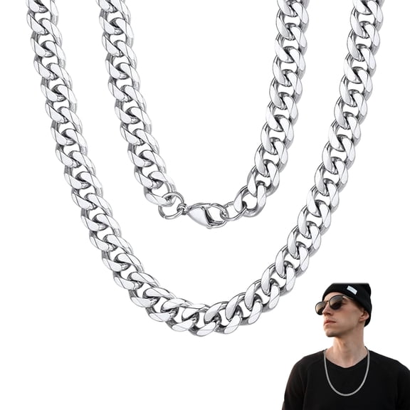 Cuban Link Chains, 3mm Mens Cuban Link Chain Necklace Stainless Steel Hip Hop Necklaces, Neck Link Chains for Man Women, Gift for Women Men 18 Inch Length