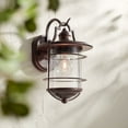 thumbnail image 5 of Franklin Iron Works Casa Miranda Rustic Industrial Outdoor Wall Light Fixtures Set of 2 Vintage Bronze 12" Clear Seedy Glass for Post Exterior, 5 of 7