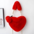 thumbnail image 2 of Heart Shaped Tote Bag Featuring Detachable Chain Strap For Casual Crossbody And Shoulder Carry Cute Fuzzy Soft Purse, 2 of 7