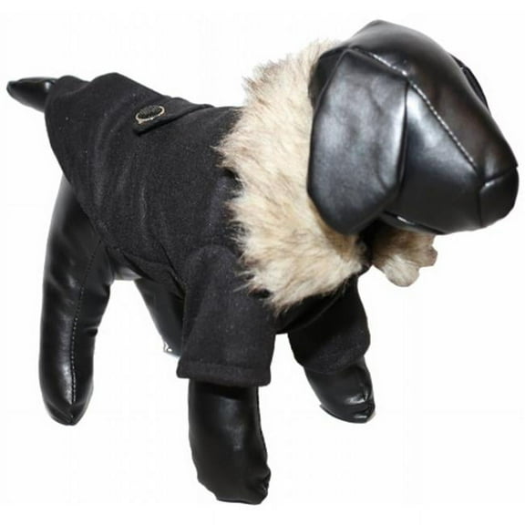 Buttoned 'Coast-Guard' Fashion Faux-Fur Collared Wool Pet Coat