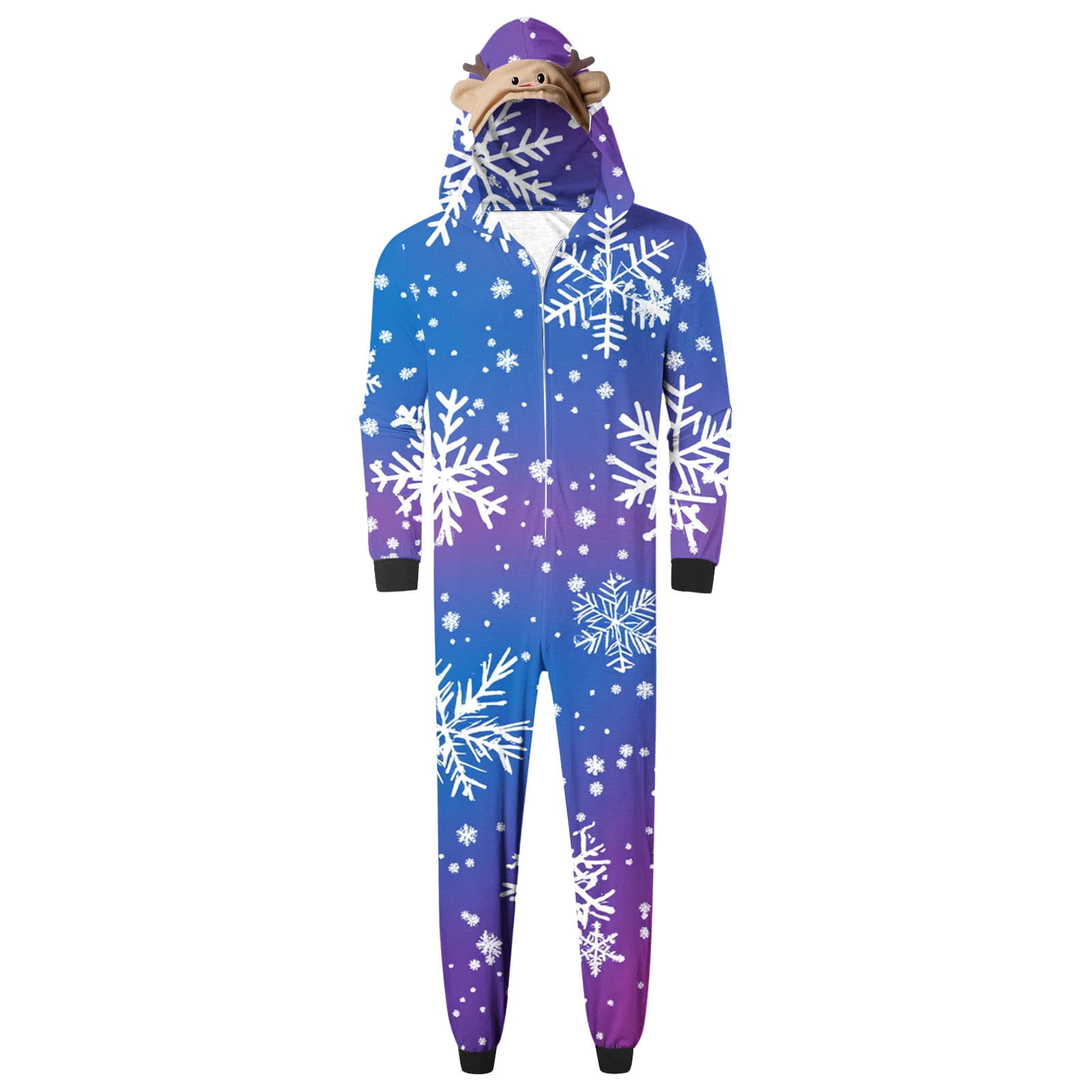 jsaierl Matching Family Christmas Pajamas Set Hoodie Onesies Reindeer Jumpsuit Romper Holiday Pjs One Piece Hooded Sleepwear
