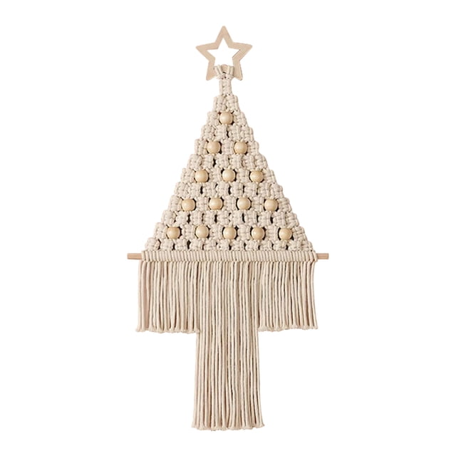 Christmas Tree Macrame Wall Hanging, Handmade Christmas Wall Hanging Decorations, Boho Christmas Wall Decor for Living Room and Bedroom, Festive Tapestry for Holiday Home Display