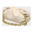 thumbnail image 4 of Women's Chain Pouch Bag | Cloud-Shaped Dumpling Clutch Purse | Ruched Chain Link Shoulder Handbag-White, 4 of 4