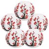 Just Artifacts 12-Inch Red Sakura (Cherry) Flowers White Color Chinese/Japanese Paper Lantern/Lamp (Set of 5)