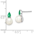 thumbnail image 2 of 14K White Gold Fwc Pearl And Emerald Post Earrings (12.35 X 7) Made In India em8094-em-w, 2 of 5