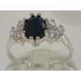 thumbnail image 2 of LBG 14k White Gold Cubic Zirconia and Natural Sapphire Womens Promise Ring - Size 5.5, 2 of 5