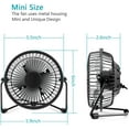 4 Inch Small USB Desk Fan, Mini Quiet Fan with Metal Construction