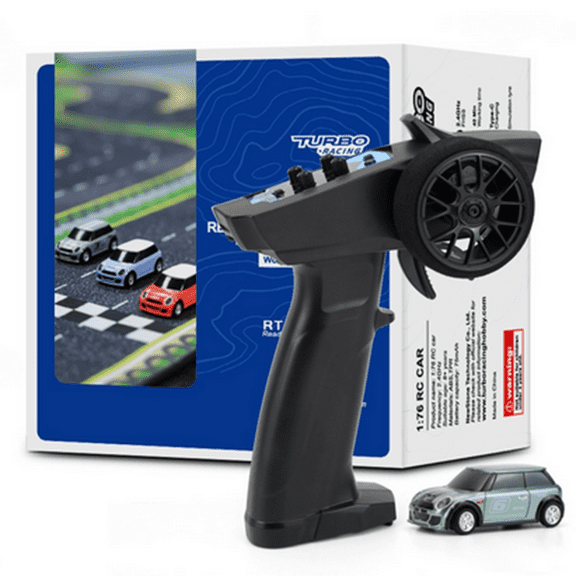 TURBO RACING Mini RC Racing Car, 1:76 Full Proportional 2.4GHz Remote Control Car Desktop Mini RC Cars Toy with P31 Remote Control, RTR Drift Vehicle for Adult