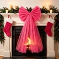 thumbnail image 5 of AHGQT Large Fluffy Tulle Topper Bow, 28.7x13.4Inch Christmas Tree Decoration Giant Red Bow, Giant Wreath Wall Decor with Long Streamers for Xmas Home Wedding Car Holiday Decor Supplies, 5 of 7