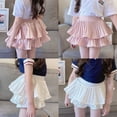 thumbnail image 3 of GYRATEDREAM Girls Pleated Skater Skirt with Shorts Baby Kids Layered Ruffle Flowy A-line Skirt Teen High Waisted Flared Mini Short Skirts for 2-15 Years, 3 of 4