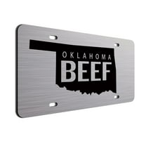 Beef License Plate Beef Farmer Car Tag Brushed Aluminum Oklahoma Beef