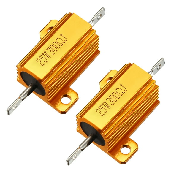 25W 300 Ohm Aluminium Housing Chassis Mount Wirewound Power Resistors Gold 2pcs