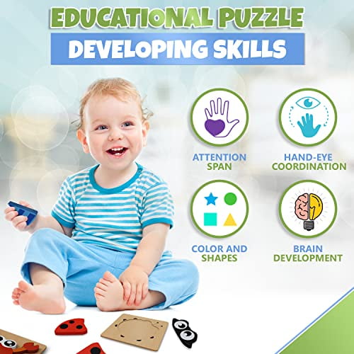 Jouets en bois Montessori pour bébés 1 2 3 ans garçon fille cadeau bébé jeux  de développement Puzzle en bois pour enfants jouet d'apprentissage éducatif  