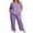 Purple, variant on Cmfcve 2 Piece Pajama Set for Women Plus Size Short Sleeve Tops & Drawstring Pants Casual Daily Sleepwear Sets