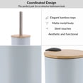 thumbnail image 3 of Light Blue Bathroom Set with Bamboo Lid - Matte Metal Trash Can and Toilet Brush, 3 of 8