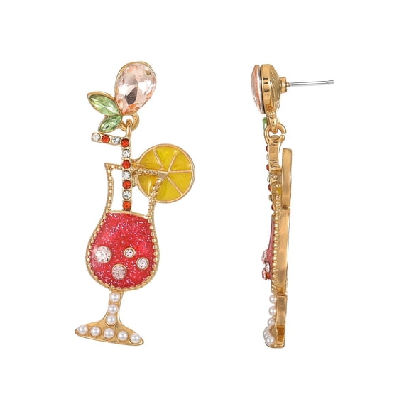 Packed Party Cocktail Glass Earrings, 1 Pair