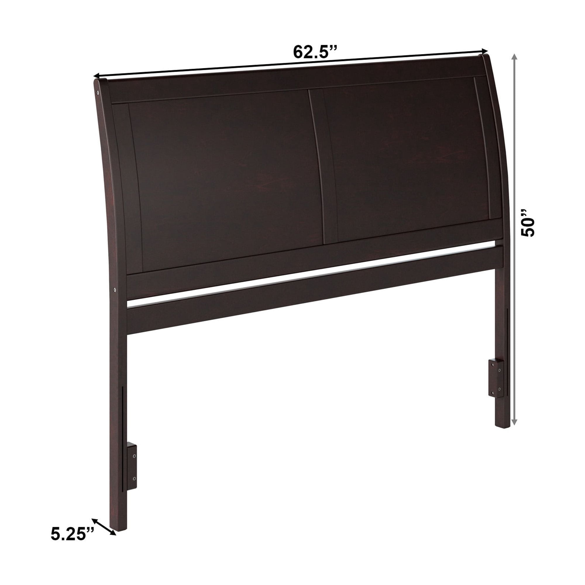 AFI Portland Queen Sleigh Solid Wood Panel Headboard with Attachable Charger, Espresso