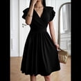 thumbnail image 4 of Summer Midi Dress 2025 Spring V Neck Cocktail Wedding Guest A Line Fit and Flared Dresses, 4 of 7
