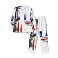 thumbnail image 1 of Fotbe Patriotic Skull Art Pijama de Hombre con Estampado de Manga Larga, Conjunto de 2 Piezas, Ropa de Dormir Suave y Cómoda con Bolsillos-Large, 1 of 7