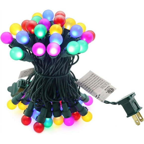 shiyou-Christmas Light Frosted Multi Color 50 LED Globe String Light UL Certified LED String Lights Plug in Indoor/Outdoor for Xmas Holiday Decor Green Wire Light Set Extendable G15 Glass Bulb