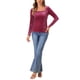 thumbnail image 2 of INSPIRAR CHIC Blusa de Terciopelo para Mujer de Cuello Cuadrado de Manga Larga Sólida XS Rosa Fucsia, 2 of 6