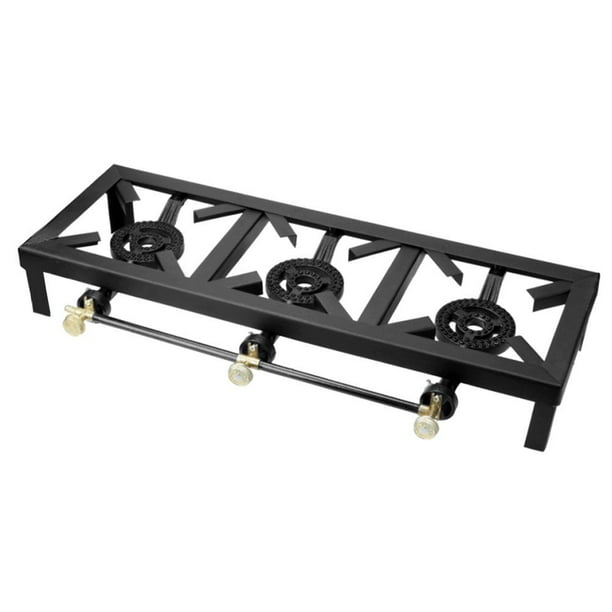 Three Burner Portable Stove Burner Cast Iron Propane Gas Camping Cooker