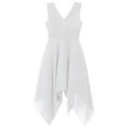 thumbnail image 4 of YUUMIN Kids Girl's Sleeveless Junior Bridesmaid Wedding Dress Asymmetrical Dance Prom Pleated Chiffon White 12, 4 of 7