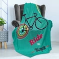 thumbnail image 4 of Vintage Soft Flannel Fleece Throw Blanket, Ride My Bicycle Theme Poster Style Retro Bike Hipster Art Illustration, Cozy Plush for Indoor and Outdoor Use, 50" x 60", Teal Hot Pink Black, by Ambesonne, 4 of 5