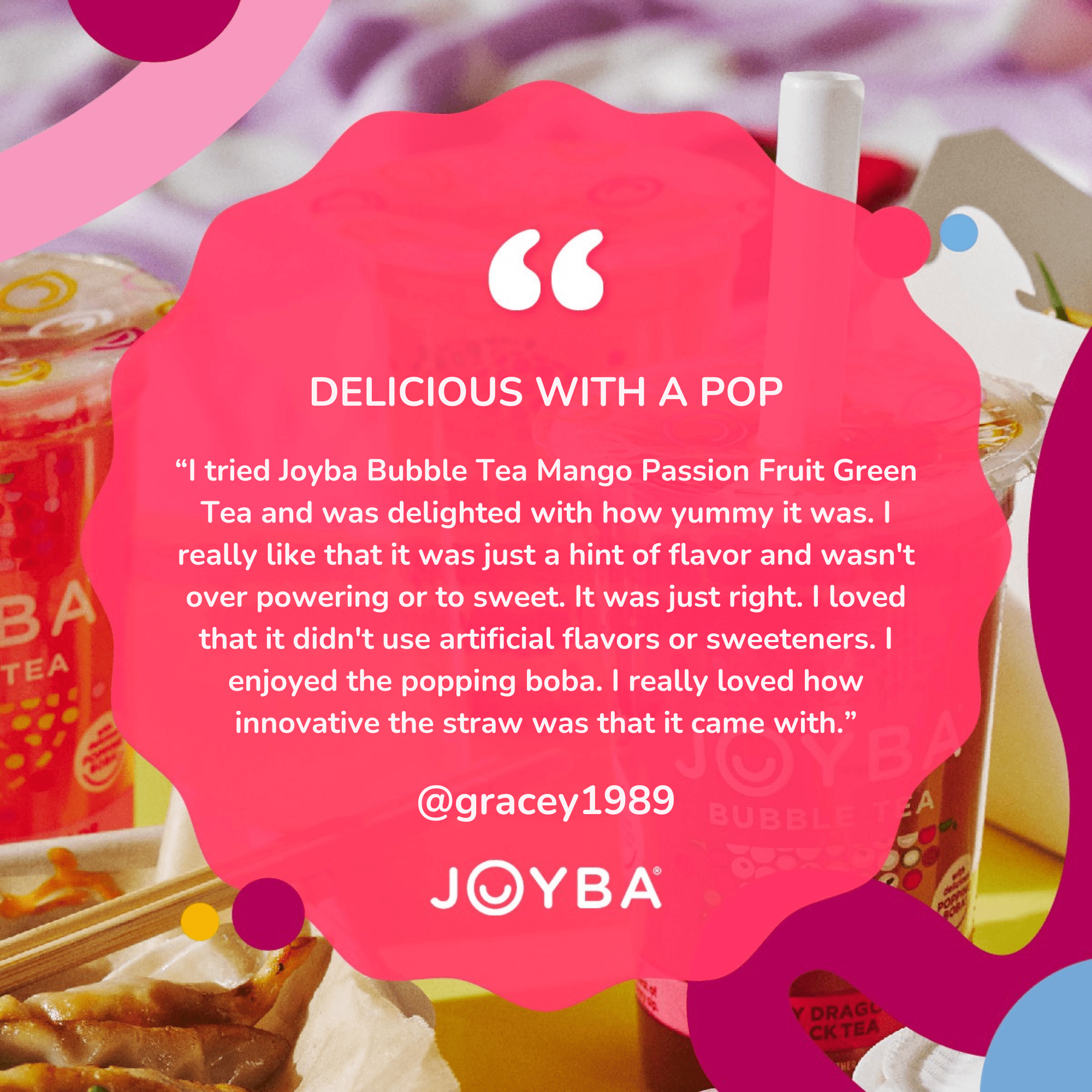 Joyba Bubble Tea Green Tea Variety Pack, Strawberry Lemonade & Mango Passionfruit 12 fl oz cups (pack of 8)