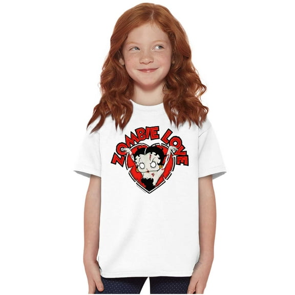 Betty Boop Zombie Love Heart Girls Kids T Shirt Tees Teen Brisco Brands XS