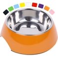thumbnail image 1 of Comedero antideslizante para perros y gatos de acero inoxidable y melamina, para perros grandes y pequeños, color naranja, 160 ml, varios colores y tamaños., 1 of 5