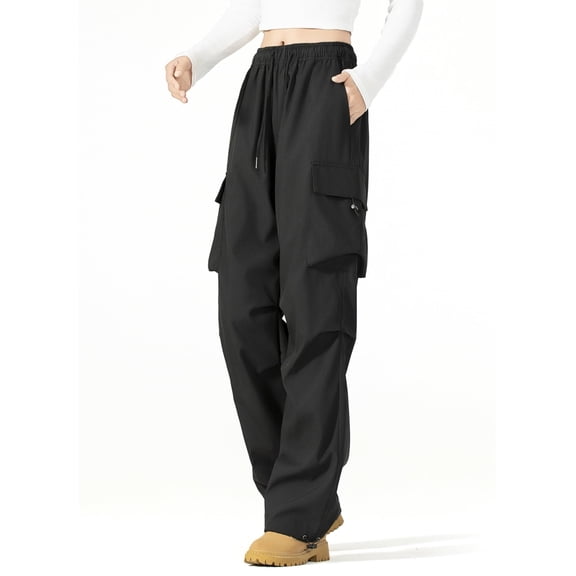 FITOP Women's Parachute Cargo Pants with Pockets Quick Dry Hiking Pants Lightweight Baggy Joggers