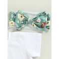 thumbnail image 5 of Genuiskids 3Pcs Western Baby Girls Summer Outfits Newborn White Short Sleeve T-shirt Tops + Floral Cattle Print Shorts + Headband Infant Cowgirl Clothes Sets 0-24M, 5 of 8