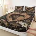 thumbnail image 4 of Feelyou Rustic Outdoor Bass Fishing Full Size Sheets for Men Boys, Country Woodland Animal Bed Sheets, Brown, 4-Piece, 4 of 5