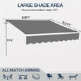 thumbnail image 6 of IVV 10' x 8' Patio Retractable Awning w/Adjustable Slope, Manual Awning Sun Shade Window Door Shelter with Aluminum Frame, Water and UV Resistant for Deck, Garden, Gray, 6 of 7