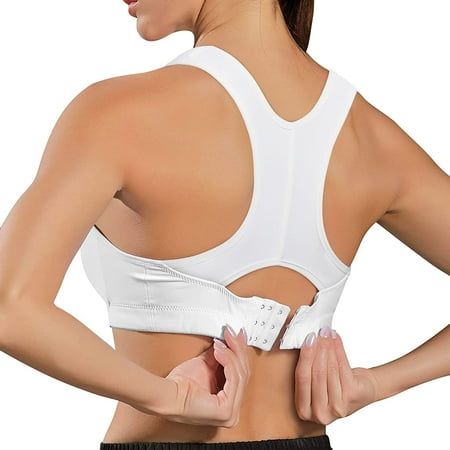 

Molutan Racerback High Impact Sports Bras for Women Front Adjustable Wireless Workout Bra Push Up Crop Top(White S)