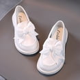 thumbnail image 2 of GiLiling Girls Dress Shoes Loafers, Bowknot Slip-On School Shoes with Low Heel, Closed-Toe Flat Shoes for Uniforms Performances Parties Casual Wear (White, 5 Years), 2 of 6