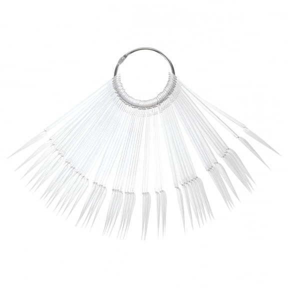 ACDANC 50Pcs Nail Sample Palette, Transparent Plastic Nail Tips for Gel Polish Display, Fan Shaped Practice Board for Nail Art Beginners Salon
