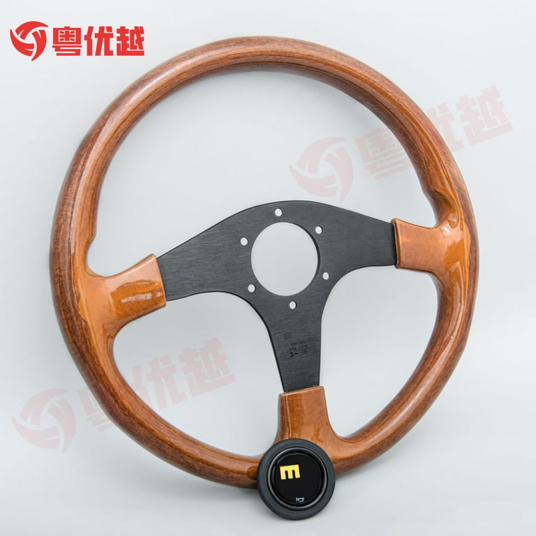 350mm) Polished Wood Steering Wheel, Miata, Porsche, BMW