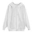 thumbnail image 5 of WTOBBY Women's Raglan Sleeve Hooded Jacket Long Sleeve Solid Color Zip Up Casual Sweatshirt Athletic Fit Fleece Outerwear with Side Pockets for Sports Street Style,White 2XL, 5 of 5